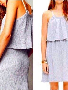 Madewell Dream Drift Overlay Textured High Neck Linen Dress